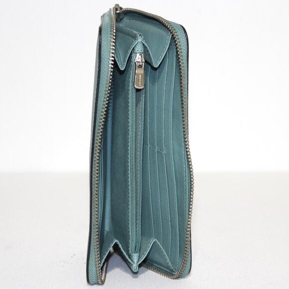 Coach Accordion Zip Wallet Aquamarine Green Blue - Picture 9 of 10